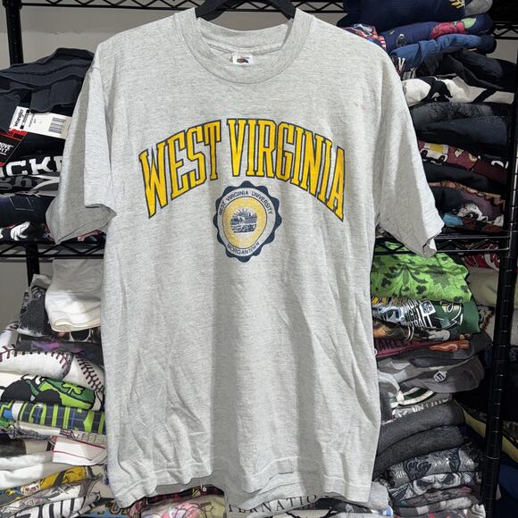 Vintage 90s West Virginia Heather Gray Shirt Size Large - Picture 1 of 9